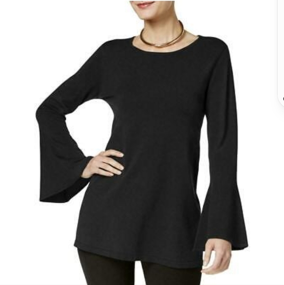 Alfani Sweaters - NWT Alfani Black Bell Sleeve Crew Neck Sweater